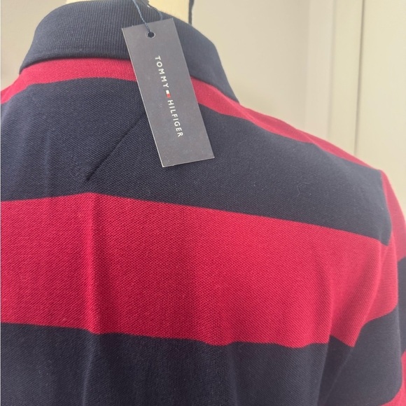 Tommy Hilfiger Women's Bodie Fit Stripe Collared V-Neck Dress Short Sleeve M - Picture 6 of 10